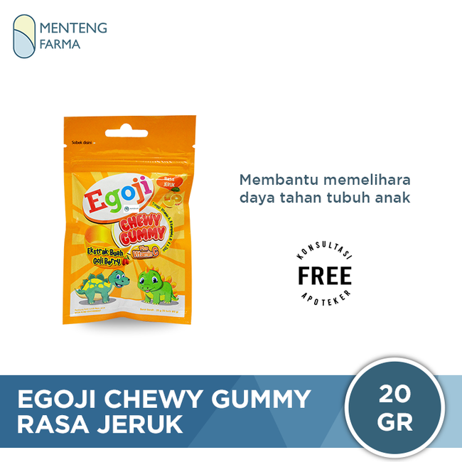 Egoji Chewy Gummy Jeruk Isi 10 Butir - Permen Gummy Vitamin C - Menteng Farma