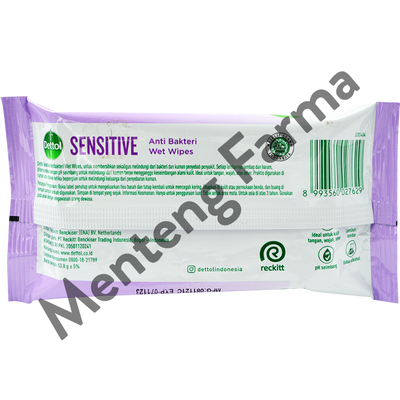 Dettol Anti Bakteri Wet Wipes Sensitive Isi 10 Lembar / Tisu Basah - Menteng Farma