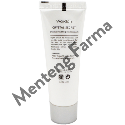 Wardah Crystal Secret Bright Activating Night Cream 15 mL - Krim Malam Perawatan Kulit Wajah - Menteng Farma