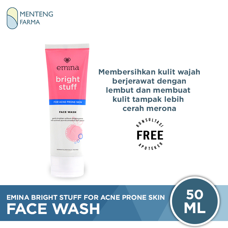 Emina Bright Stuff for Acne Prone Skin Face Wash 50 mL - Pembersih Wajah Untuk Kulit Berjerawat - Menteng Farma