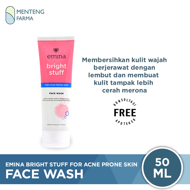 Emina Bright Stuff for Acne Prone Skin Face Wash 50 mL - Pembersih Wajah Untuk Kulit Berjerawat - Menteng Farma