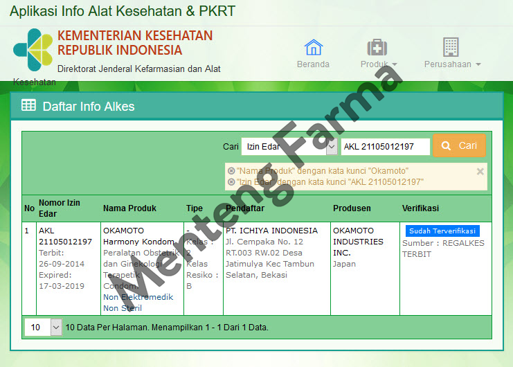 Kondom Okamoto Harmony - Isi 10 - Menteng Farma