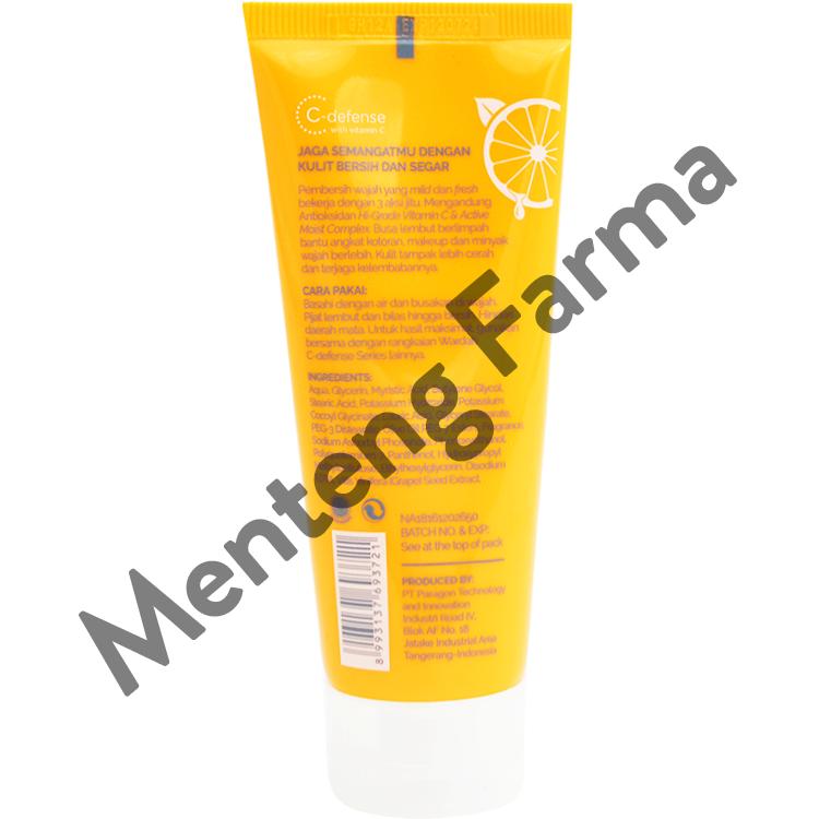 Wardah C-Defense Energizing Creamy Wash 60 mL - Pembersih Wajah Dengan Vitamin C - Menteng Farma