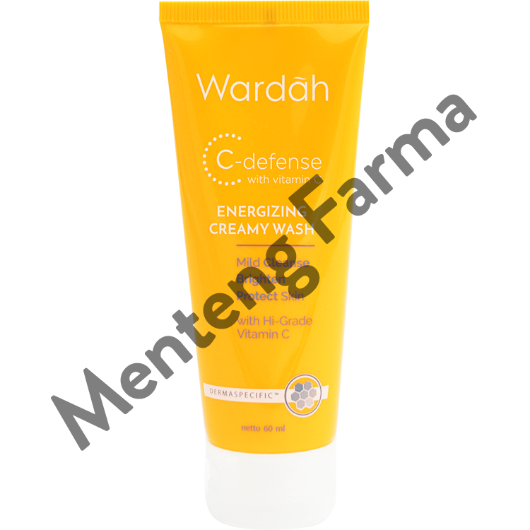 Wardah C-Defense Energizing Creamy Wash 60 mL - Pembersih Wajah Dengan Vitamin C - Menteng Farma