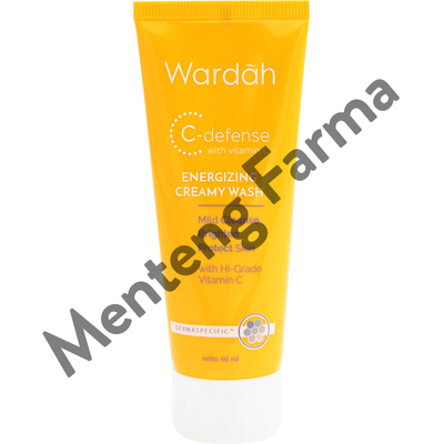 Wardah C-Defense Energizing Creamy Wash 60 mL - Pembersih Wajah Dengan Vitamin C - Menteng Farma