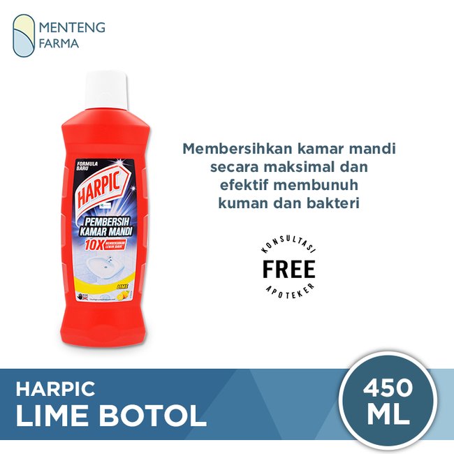 Harpic Lime Botol 450 ML - Pembersih Kamar Mandi Efektif Membunuh Kuman - Menteng Farma