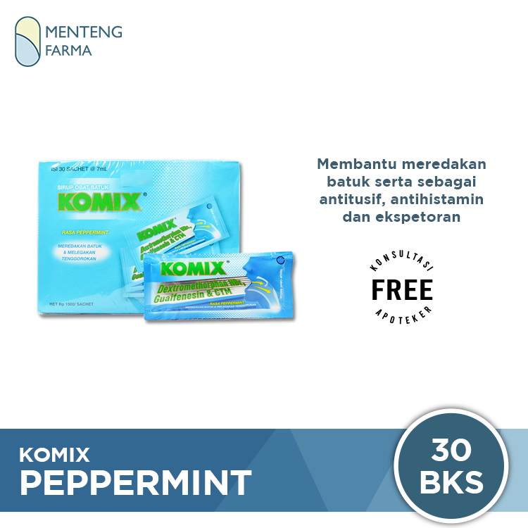 Komix (Rasa Peppermint) - Dus Isi 30 sachet - Menteng Farma