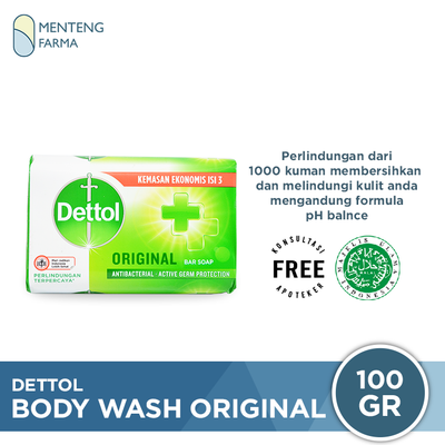 Sabun Mandi Batang Dettol Original - 100 gram - Menteng Farma