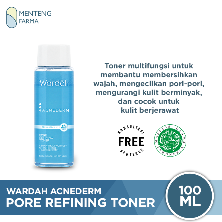 Wardah Acnederm Pore Refining Toner 100 mL - Toner Untuk Mengecilkan Pori-Pori - Menteng Farma