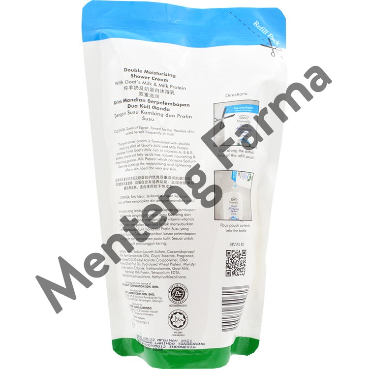 Leivy Shower Cream Goats Milk Refill 450 mL - Sabun Mandi Dengan Susu Kambing - Menteng Farma