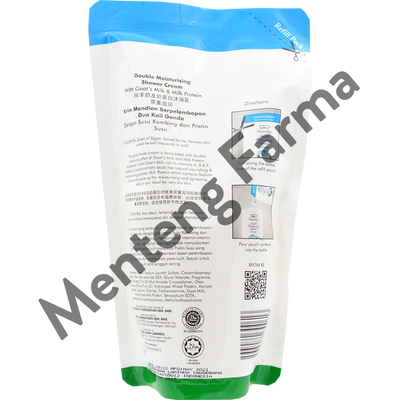 Leivy Shower Cream Goats Milk Refill 450 mL - Sabun Mandi Dengan Susu Kambing - Menteng Farma