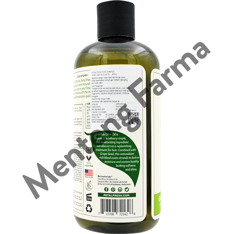 Petal Fresh Pure Shampoo Grape Seed & Olive Oil 475 mL - Menghidrasi dan Memperbaiki Rambut Rusak - Menteng Farma