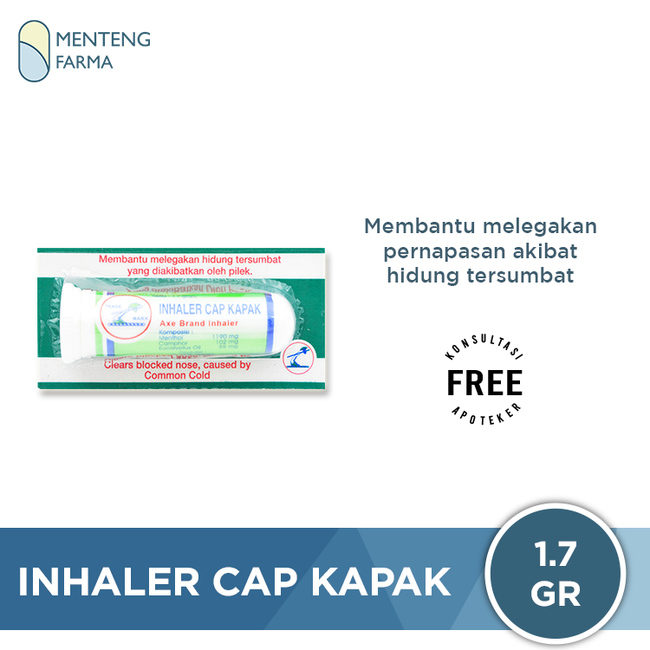 Inhaler Cap Kapak - Pereda Hidung Tersumbat, Pilek, dan Flu - Menteng Farma