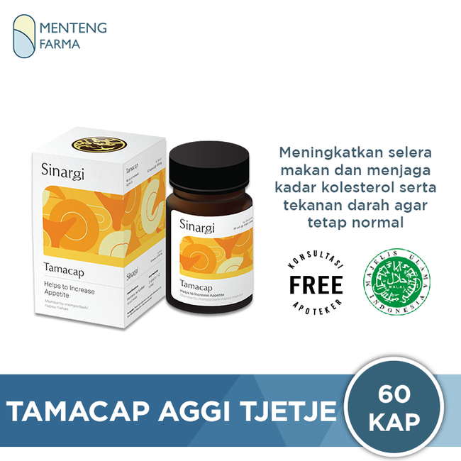 Tamacap Aggi Tjetje 60 Kapsul - Penambah Selera Makan, Menjaga Kolesterol Tekanan Darah Tetap Stabil - Menteng Farma