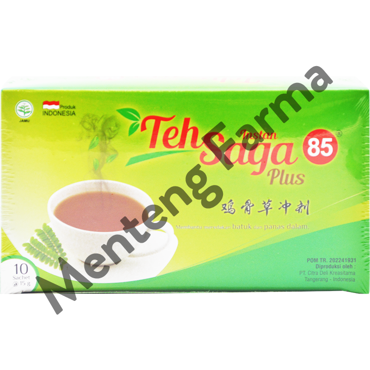 Teh Saga Instant 85 Plus Isi 10 Sachet - Pereda Batuk dan Panas Dalam - Menteng Farma