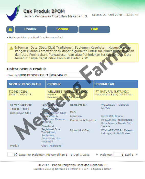 Wellness Tribulus Stack Isi 30 Kapsul - Suplemen Kesuburan Pria - Menteng Farma