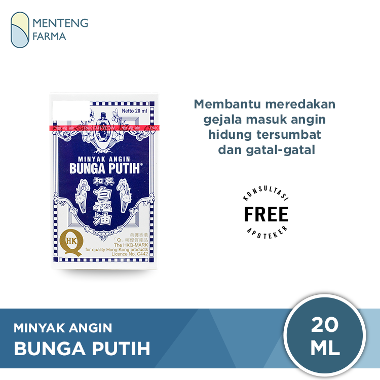 Minyak Angin Bunga Putih (Hoe Hin White Flower Embrocation) 20 mL - Menteng Farma