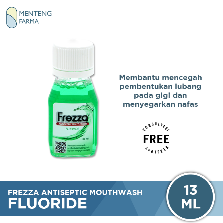 Frezza Antiseptic Mouthwash Fluoride 30 ML - Pencegahan Gigi Berlubang dan Menyegarkan Nafas - Menteng Farma