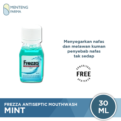 Frezza Antiseptic Mouthwash Mint 30 ML - Menyegarkan Nafas dan Melawan Kuman Bau Nafas Tak Sedap - Menteng Farma