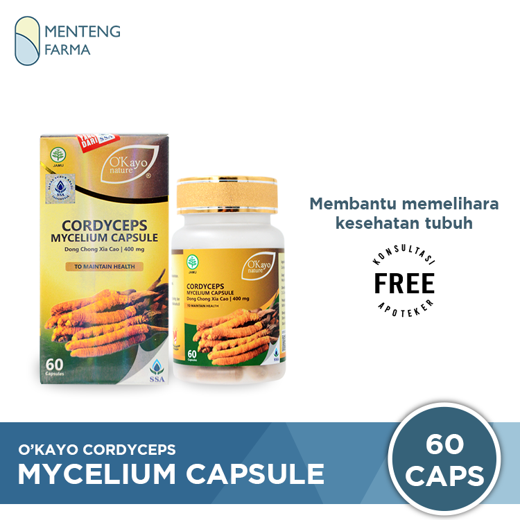 O'Kayo Nature Cordyceps Mycelium Capsule (Dong Chong Xia Cao) - Suplemen Kesehatan Paru dan Ginjal - Menteng Farma