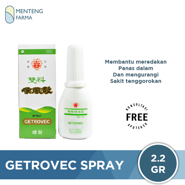 Getrovec Spray - Obat Panas Dalam Dan Sariawan - Menteng Farma