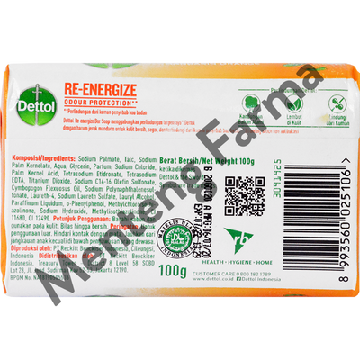 Sabun Mandi Batang Dettol Profresh Re-Energize 105 gram - Menteng Farma