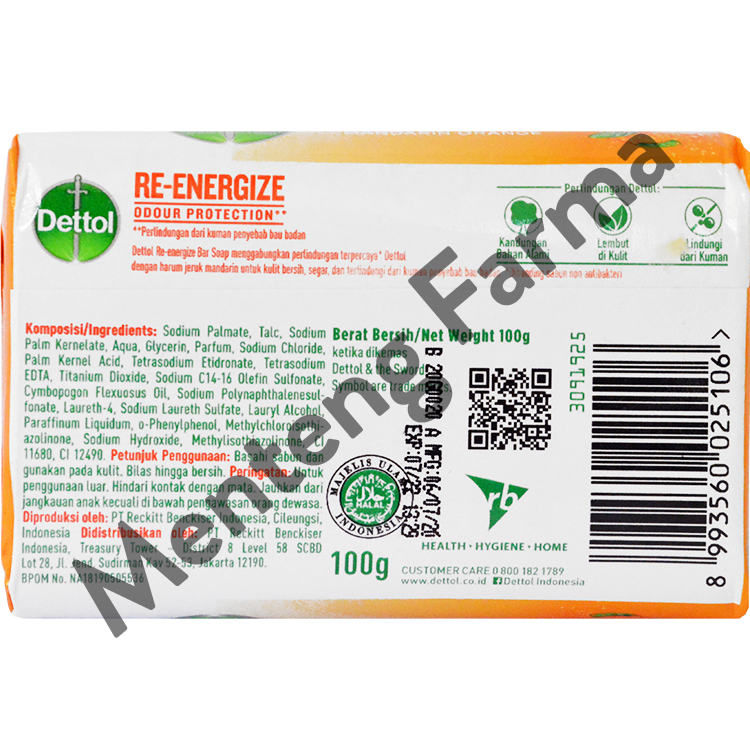 Sabun Mandi Batang Dettol Profresh Re-Energize 105 gram - Menteng Farma