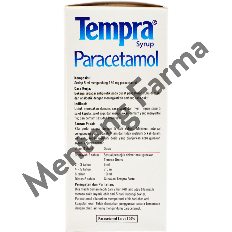 Tempra Syrup 60 mL - Pereda Demam dan Nyeri Khusus Anak-anak - Menteng Farma