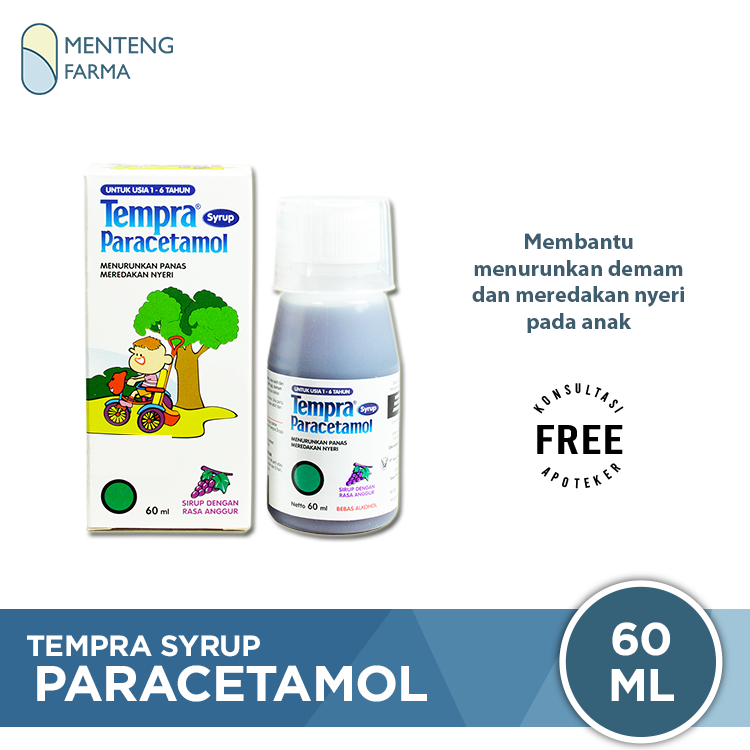 Tempra Syrup 60 mL - Pereda Demam dan Nyeri Khusus Anak-anak - Menteng Farma