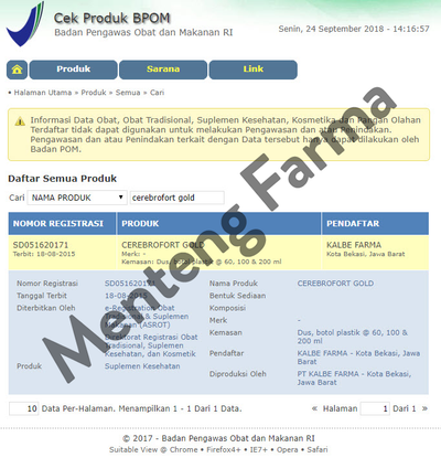 Cerebrofort Gold Rasa Jeruk 200 mL - Menteng Farma