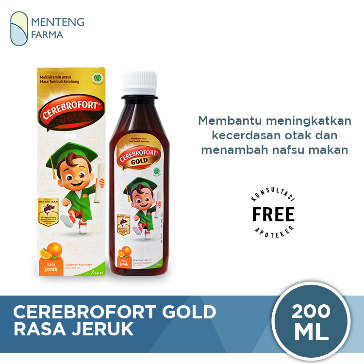 Cerebrofort Gold Rasa Jeruk 200 mL - Menteng Farma
