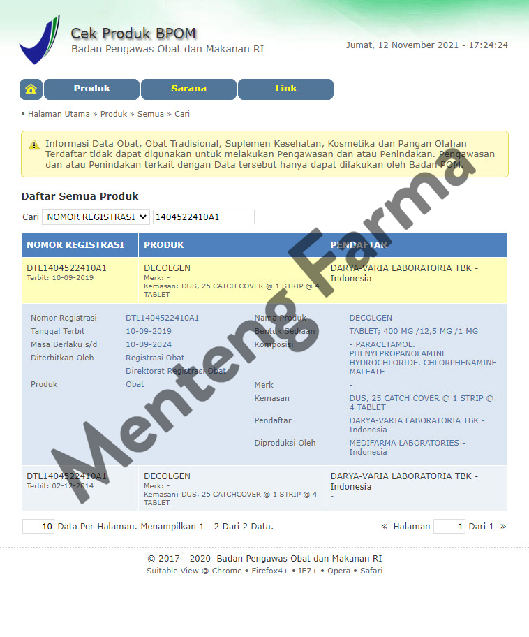 Decolgen - Obat Flu, Hidung Tersumbat, Sakit Kepala - Menteng Farma