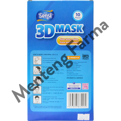 Sensi 3D Masker Earloop Isi 10 Pcs - Masker Sensi 3 Dimensi - Menteng Farma