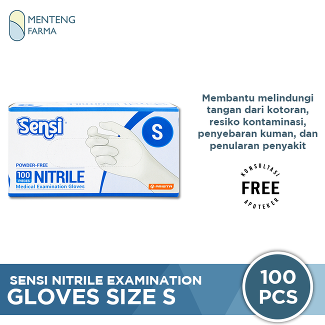 Sensi Sarung Tangan Nitrile Size S Isi 100 pcs - Non Latex Powder Free - Menteng Farma