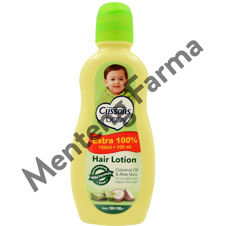 Cussons Baby Hair Lotion Coconut Oil & Aloe Vera 100 mL - Hair Lotion untuk Melembabkan Rambut dan Kulit Kepala Bayi - Menteng Farma