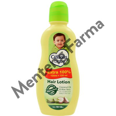 Cussons Baby Hair Lotion Coconut Oil & Aloe Vera 100 mL - Hair Lotion untuk Melembabkan Rambut dan Kulit Kepala Bayi - Menteng Farma