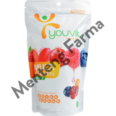 Youvit Multivitamin For Adult 60 Gummies - Multivitamin Gummy Dewasa Rasa Mix Berry - Menteng Farma