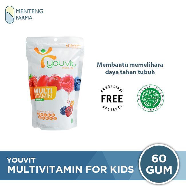Youvit Multivitamin For Adult 60 Gummies - Multivitamin Gummy Dewasa Rasa Mix Berry - Menteng Farma