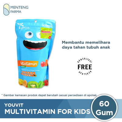 Youvit Multivitamin For Kids 60 Gummies - Multivitamin Gummy Anak Rasa Mix Buah - Menteng Farma