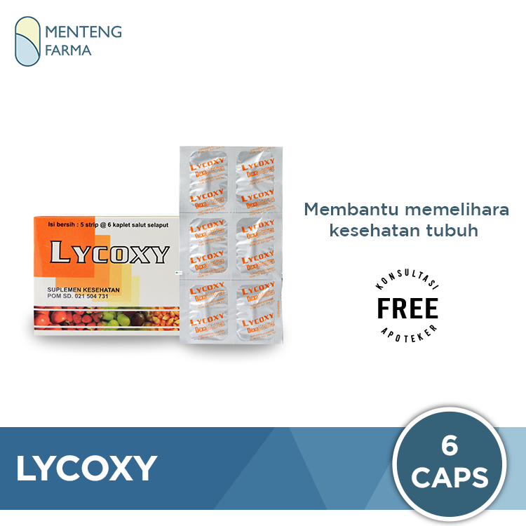 Lycoxy Strip 6 Kaplet - Suplemen Antioksidan Penangkal Radikal Bebas - Menteng Farma