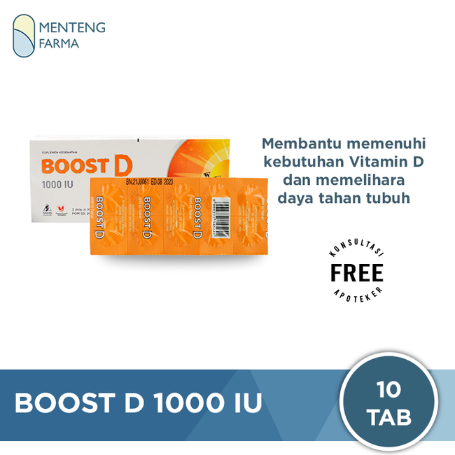 Boost D 1000 IU 10 Tablet - Vitamin D 1000 IU Jaga Imunitas Tubuh - Menteng Farma