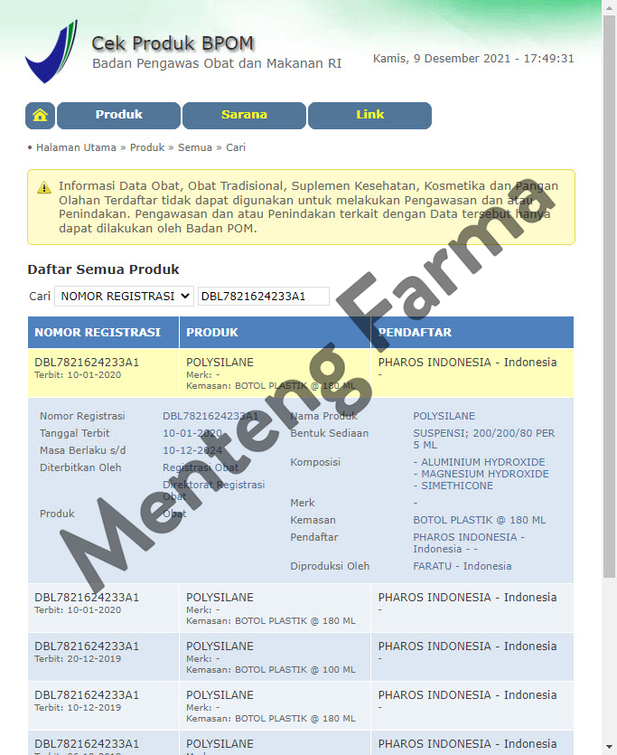 Polysilane Sirup 180 mL - Pereda Nyeri Maag, Asam Lambung, Kembung - Menteng Farma