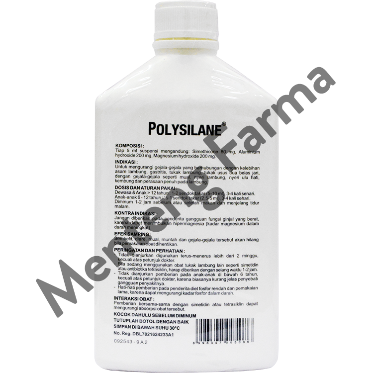 Polysilane Sirup 180 mL - Pereda Nyeri Maag, Asam Lambung, Kembung - Menteng Farma