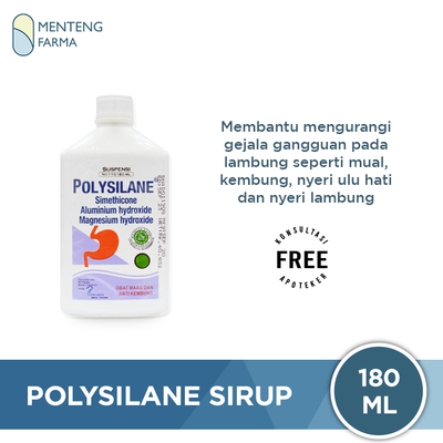 Polysilane Sirup 180 mL - Pereda Nyeri Maag, Asam Lambung, Kembung - Menteng Farma