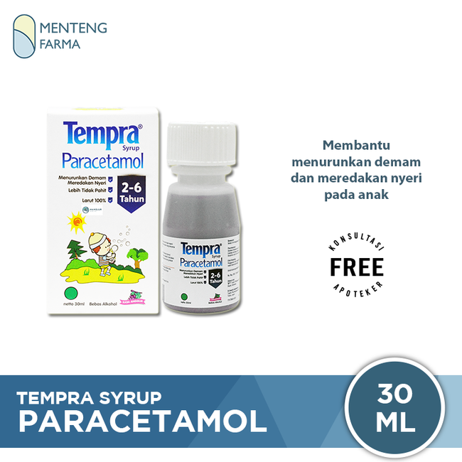 Tempra Syrup 30 mL - Pereda Demam dan Nyeri Khusus Anak-anak - Menteng Farma