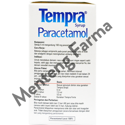 Tempra Syrup 30 mL - Pereda Demam dan Nyeri Khusus Anak-anak - Menteng Farma