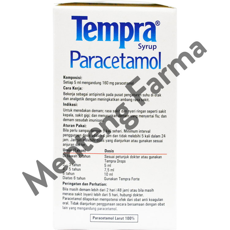 Tempra Syrup 30 mL - Pereda Demam dan Nyeri Khusus Anak-anak - Menteng Farma