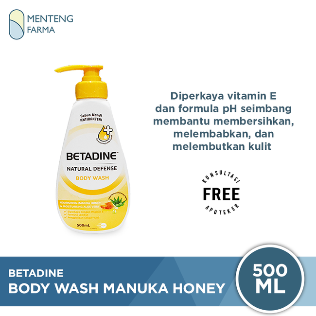 Betadine Natural Defense Body Wash Manuka Honey 500 mL - Menteng Farma