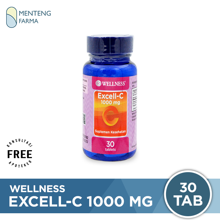 Wellness Excell C 1000 mg 30 Tablet - Suplemen Vitamin C 1000 mg - Menteng Farma