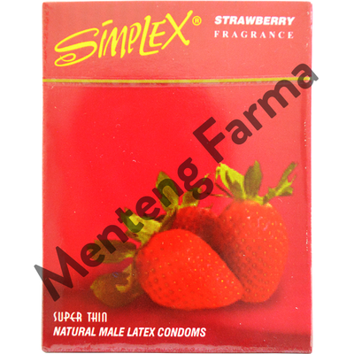 Kondom Simplex Strawberry Fragrance - Isi 3 - Menteng Farma